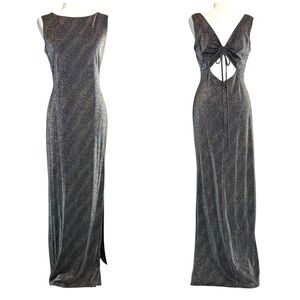 Vintage Cachet Evening Gown 12 Low Back Dress Sparkle Slit Floor Length USA Made